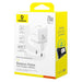 Baseus Palm 20W USB-C USB-A Wall Charger - White - Cell phone USB charger<<<HurtelXML