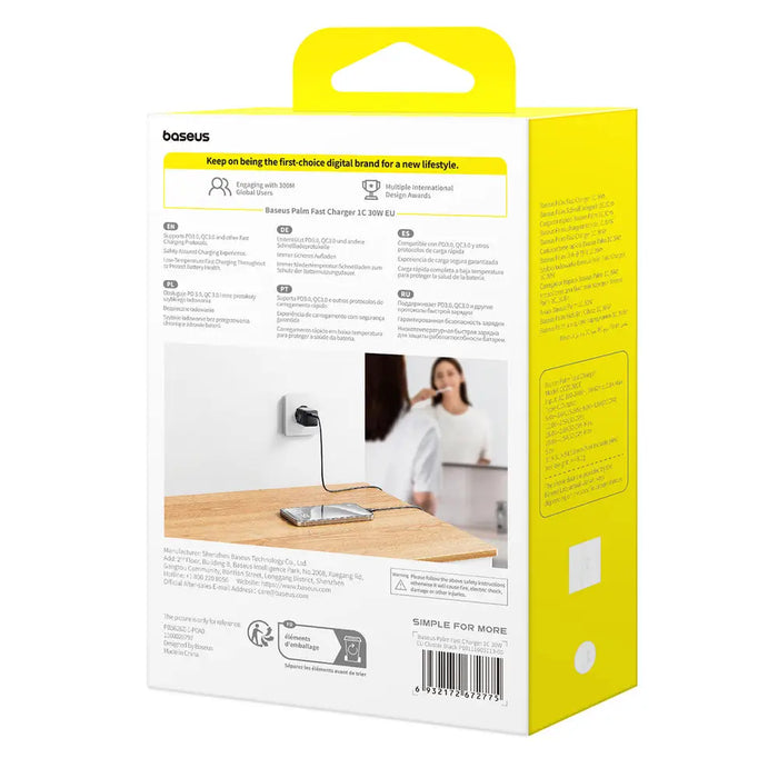 Baseus Palm 30W USB-C Wall Charger - White - Cell phone USB charger<<<HurtelXML&&&Travel