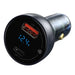 Baseus Particular Digital Display Car Charger USB + USB-C QC3.0 + PD 5A 65W (gray) + Cable USB-C 1m 100W (black) - Car