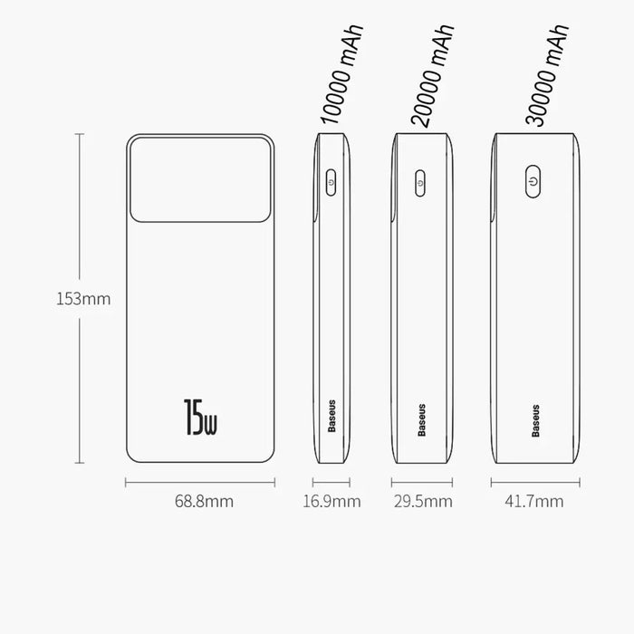 BASEUS POWERBANK BIPOW 30000MAH 15W BLACK OS