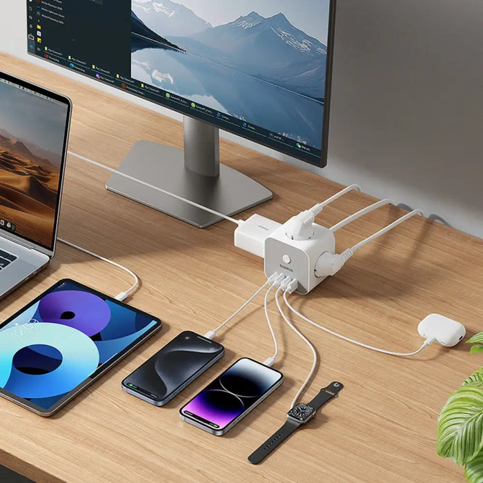 Baseus PowerCombo 7 in 1 Power Strip Cube 3 AC + 3 x USB-A + 1 x USB-C 20W 1.5 m - white - Cables and tapes<<<HurtelXML
