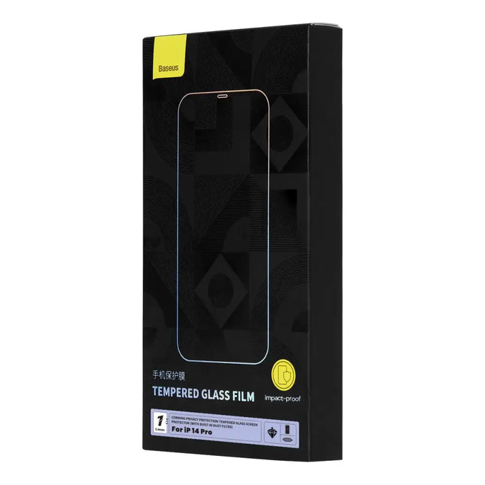 Baseus Privacy Tempered Glass for iPhone 14 Pro Full Screen 0.4mm Privacy Filter Anti Spy + Mounting Kit - Cell phone