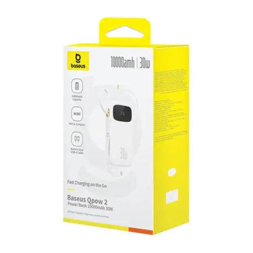 Baseus QPow 2 10000mAh 30W powerbank (white) - Powerbanks<<<GSM