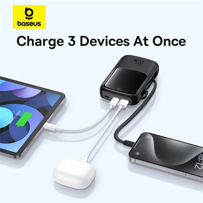 Baseus Qpow Pro+ 20000mAh 22.5W powerbank with built-in USB-C cable and display - black - Powerbanks<<<HurtelXML