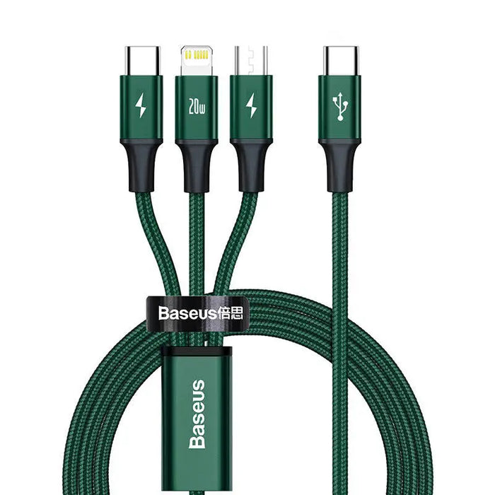 Baseus Rapid Series 3-in-1 cable USB-C For M + L + T 20W 1.5m (Green) Combo Cables<<<USB cables<<<GSM
