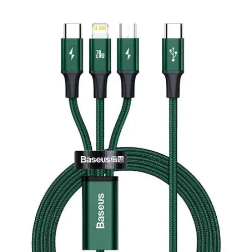 Baseus Rapid Series 3-in-1 cable USB-C For M + L + T 20W 1.5m (Green) Combo Cables<<<USB cables<<<GSM