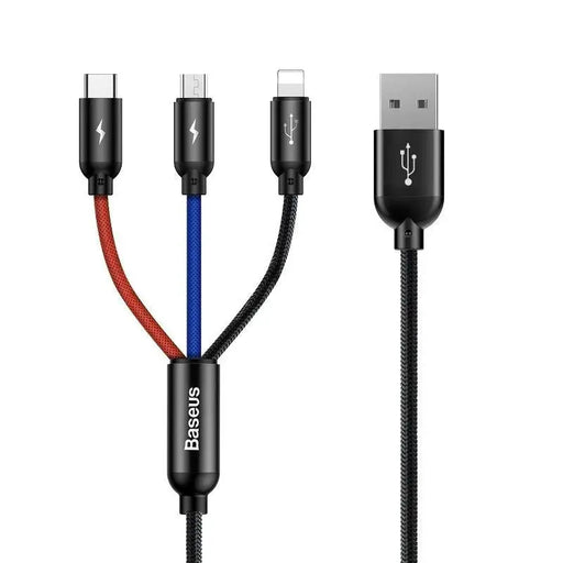Baseus Rapid USB Cable 3in1 Type C / Lightning / Micro 3A 1,2M - Black - Combo Cables<<<USB cables<<<GSM