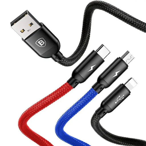 Baseus Rapid USB Cable 3in1 Type C / Lightning / Micro 3A 1,2M - Black - Combo Cables<<<USB cables<<<GSM