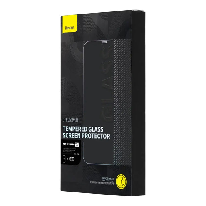 Baseus Set of 2x Tempered Glass for iPhone 14 Pro Full Screen with Speaker Cover 0.3mm + Mounting Frame - Cell phone