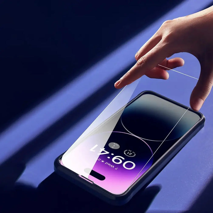 Baseus Set of 2x Tempered Glass for iPhone 14 Pro Full Screen with Speaker Cover 0.3mm + Mounting Frame - Cell phone