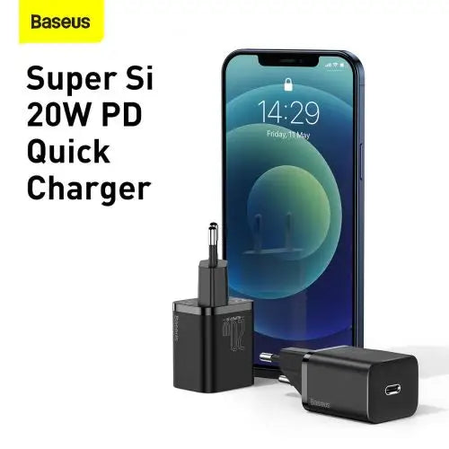 Baseus Super Si Quick Charger 1C 20W with USB-C cable for Lightning 1m (black) - Lightning