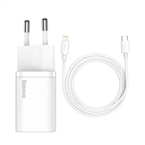 Baseus Super Si Quick Charger 1C 20W with USB-C cable for Lightning 1m (white) - Travel