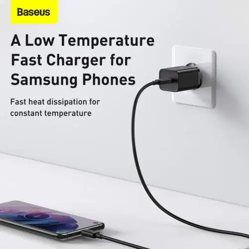Baseus Super Si Quick Charger 1C 25W with USB-C cable for USB-C 1m (black) - Travel