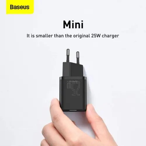 Baseus Super Si Quick Charger 1C 25W with USB-C cable for USB-C 1m (black) - Travel
