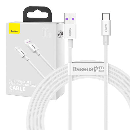 Baseus Superior Series Cable USB to USB-C 66W 2m (white) - USB to USB-C<<<USB cables<<<GSM