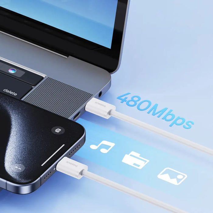 Baseus Superior Series ll USB-C - USB-C 30W 480Mb/s cable 1m - white - Cell phone cables<<<HurtelXML&&&USB