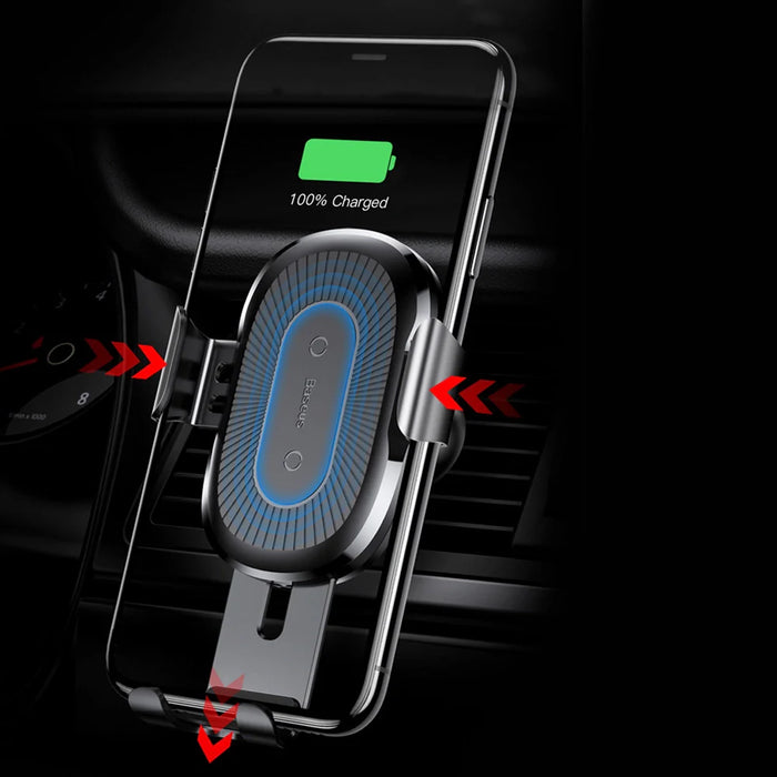 Baseus Wireless Charger Gravity Ventilation Car Holder + Qi Wireless Charger black (WXYL-01) - Cell phone