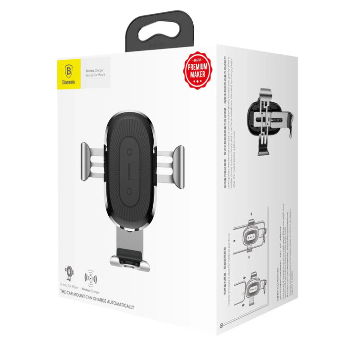 Baseus Wireless Charger Gravity Ventilation Car Holder + Qi Wireless Charger black (WXYL-01) - Cell phone