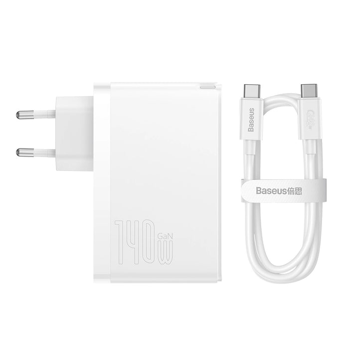 Baseus GaN5 Pro fast charger 2xUSB-C+USB 140W EU white (CCGP100202)