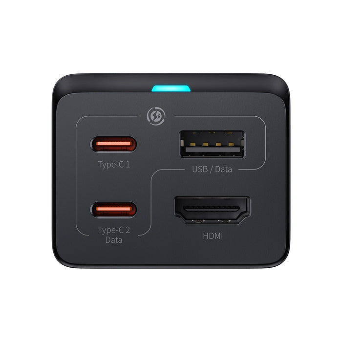 Baseus fast charger GaN5 Pro HUB HDMI 2 x USB-C / USB-A / HDMI 4K 30Hz 1.5m black + USB-C cable - USB-C 100W 40Gb/s (USB4) 1m (CCGP110201)