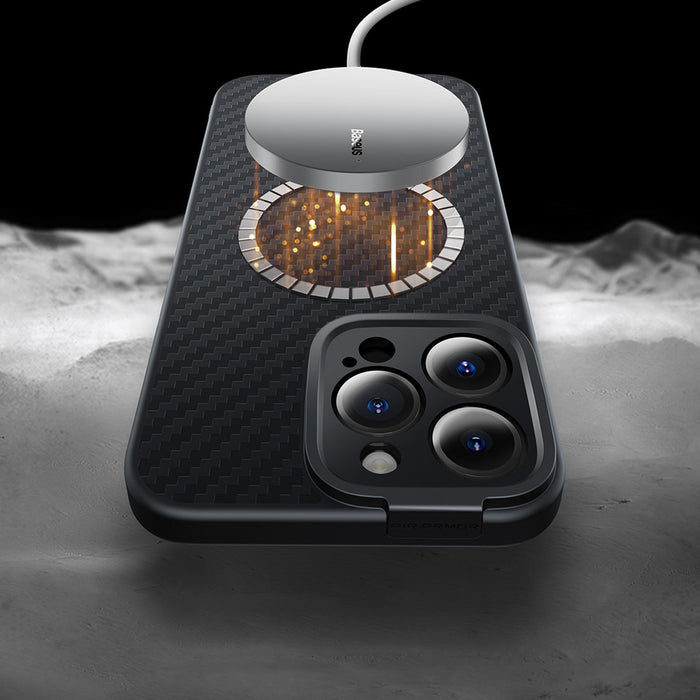 Armored case for iPhone 14 Pro Max compatible with MagSafe Baseus Synthetic Fiber tempered glass - black