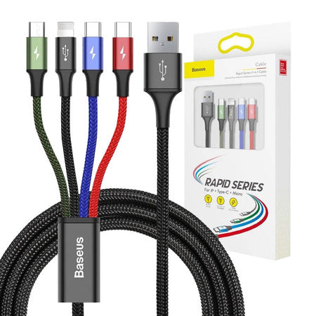 Baseus Fast USB Cable 4in1 2xUSB-C / Lightning / Micro 3,5A 1,2m - Black