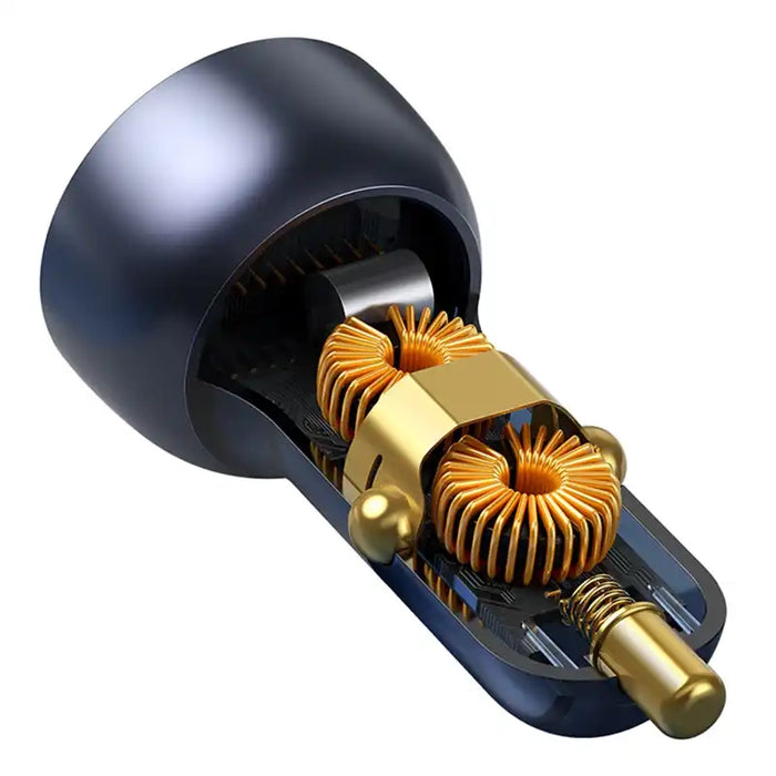 Baseus Particular Digital Display Car Charger , USB + USB-C, QC3.0+PD, 5A, 65W (gray) + Cable USB-C 1m 100W (black)