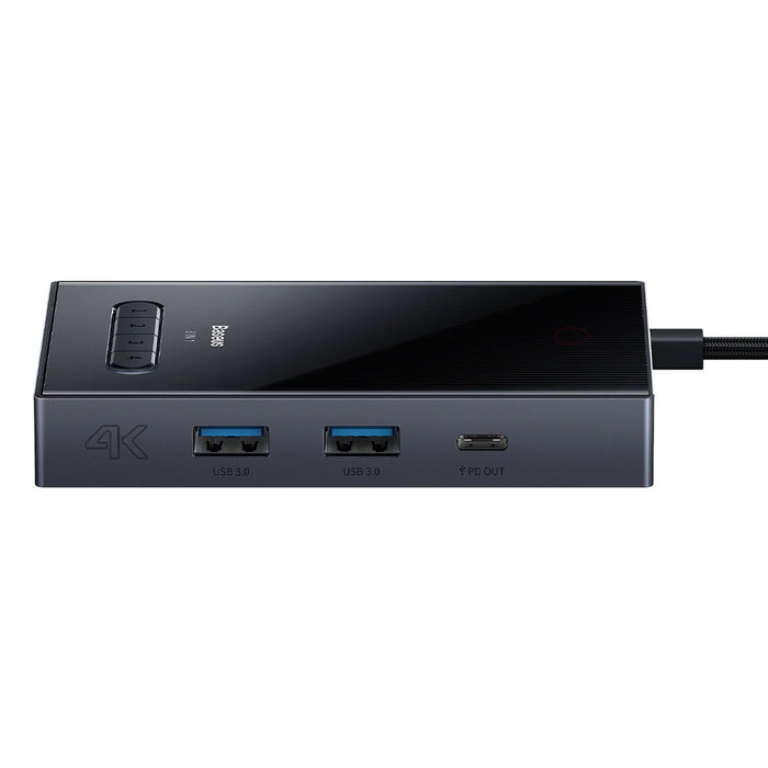 Baseus PioneerJoy 8-in-1 USB-C hub HDMI 4K@60Hz + HDMI 4K@30Hz + DisplayPort 8K@30Hz + VGA + 2 x USB-A 3.0 + 2 x USB-C - gray
