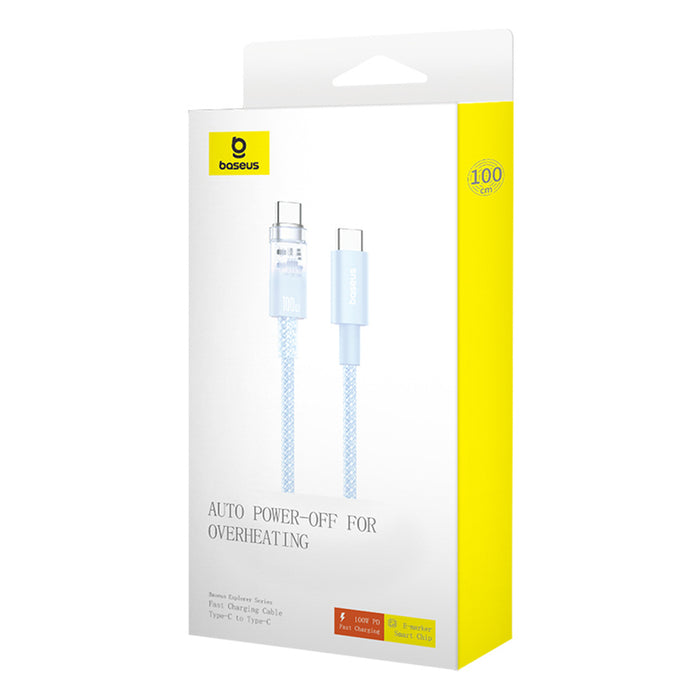 Baseus Explorer 100W USB-C - USB-C Cable with Intelligent Temperature Sensor 1m - Blue