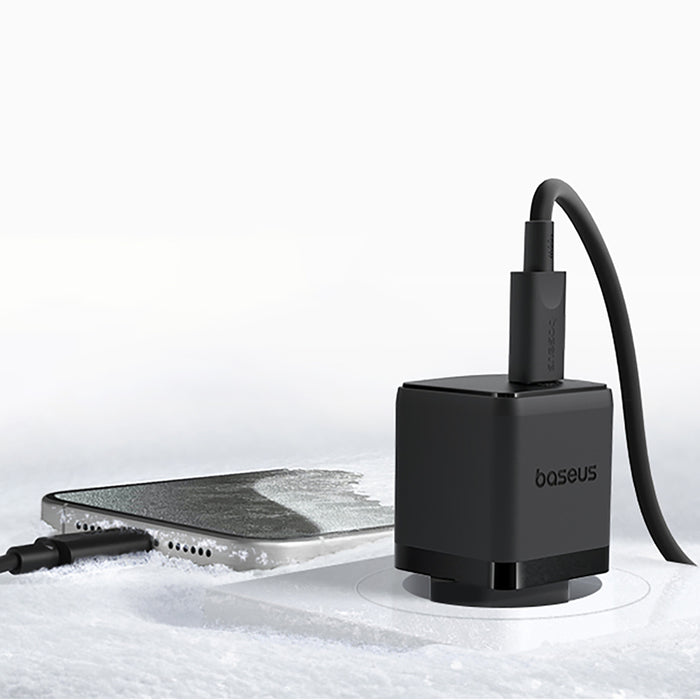 Baseus Palm 1C 20W Wall Charger (with Baseus Mini White USB-C 60W (20V/3A) 1m Cable) - Black