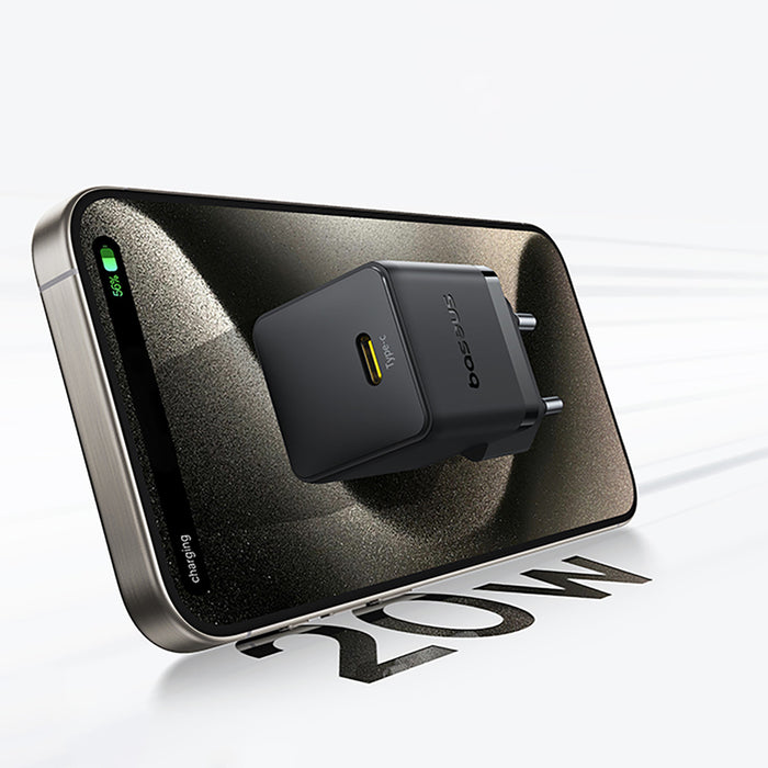 Baseus Palm 1C 20W Wall Charger (with Baseus Mini White USB-C 60W (20V/3A) 1m Cable) - Black