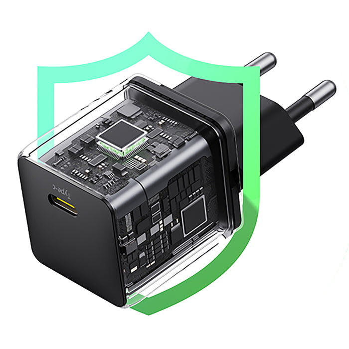 Baseus Palm 1C 20W Wall Charger (with Baseus Mini White USB-C 60W (20V/3A) 1m Cable) - Black