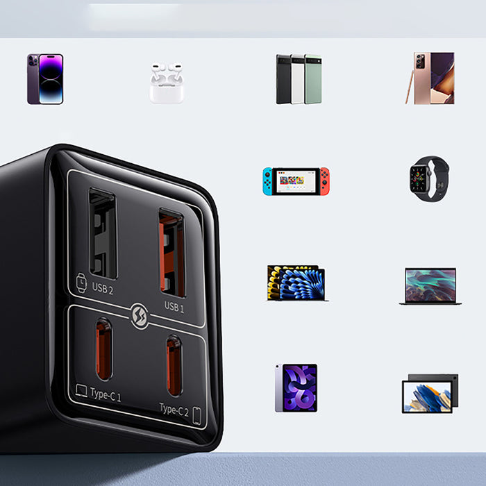 Baseus GaN6 Pro Charger 65W 2 x USB-C 2 x USB-A with Black USB-C Cable 100W 1m - Black