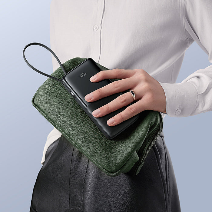 Baseus Bipow 2 10000mah 20W Powerbank with Digital Display with Built-in USB-C Cable - Black