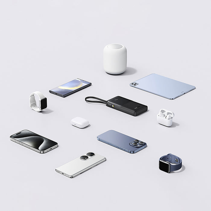 Baseus Bipow 2 10000mah 20W Powerbank with Digital Display with Built-in USB-C Cable - Black