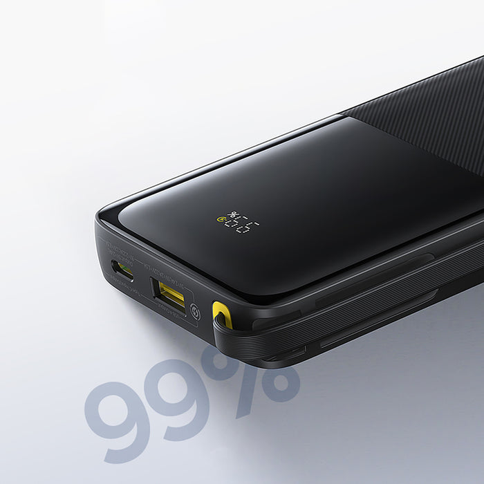 Baseus Bipow 2 10000mah 20W Powerbank with Digital Display with Built-in USB-C Cable - Black