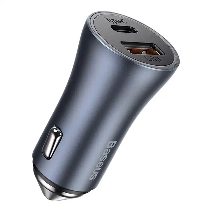 Baseus Golden Contactor Pro Car Charger USB + USB-C, QC4.0+, PD, SCP, 40W (gray) + CabelUSB do USB-C 1m (black)