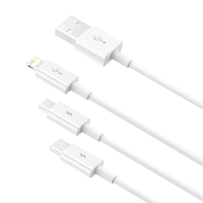 USB cable 3in1 Baseus Superior Series, USB to micro USB / USB-C / Lightning, 3.5A, 1.5m (white)