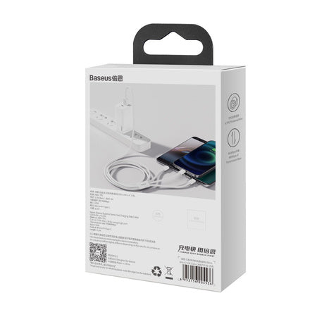 USB cable 3in1 Baseus Superior Series, USB to micro USB / USB-C / Lightning, 3.5A, 1.5m (white)