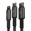 USB cable 3in1 Baseus Tungsten Gold, USB to micro USB / USB-C / Lightning, 3.5A, 1.5m (black)