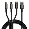 USB cable 3in1 Baseus Tungsten Gold, USB to micro USB / USB-C / Lightning, 3.5A, 1.5m (black)