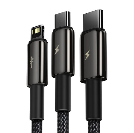 USB cable 3in1 Baseus Tungsten Gold, USB to micro USB / USB-C / Lightning, 3.5A, 1.5m (black)