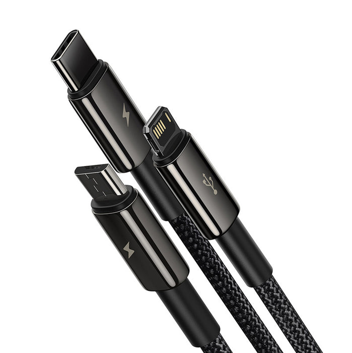 USB cable 3in1 Baseus Tungsten Gold, USB to micro USB / USB-C / Lightning, 3.5A, 1.5m (black)