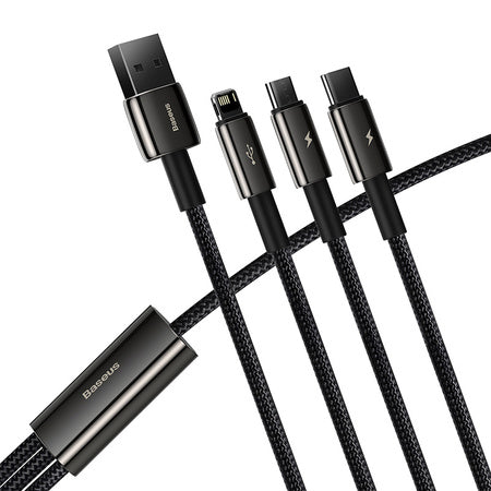 USB cable 3in1 Baseus Tungsten Gold, USB to micro USB / USB-C / Lightning, 3.5A, 1.5m (black)