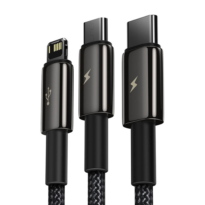 USB cable 3in1 Baseus Tungsten Gold, USB to micro USB / USB-C / Lightning, 3.5A, 1.5m (black)