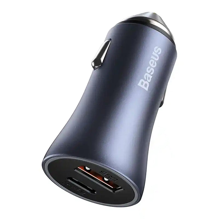 Baseus Golden Contactor Pro Car Charger USB + USB-C, QC4.0+, PD, SCP, 40W (gray) + Cable USB-C do iP 1m (black)