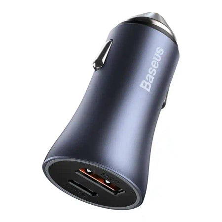 Baseus Golden Contactor Pro Car Charger USB + USB-C, QC4.0+, PD, SCP, 40W (gray) + Cable USB-C do iP 1m (black)
