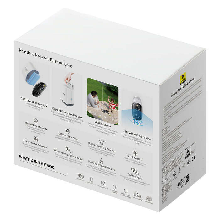 Baseus Security N1 2K Outdoor Camera Set 3x Camera + Base Station - White