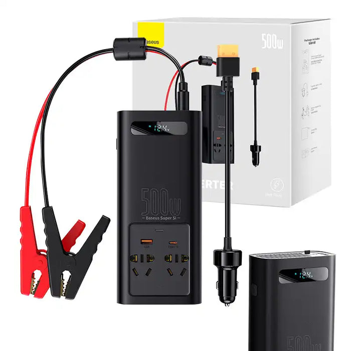 Baseus car power inverter 150W 12V / 500W 220V (EU and CN plug) black (CGNB000101)
