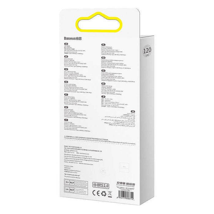 3in1 USB cable Baseus Flash Series, USB-C + micro USB + Lightning, 100W, 1.2m (black)